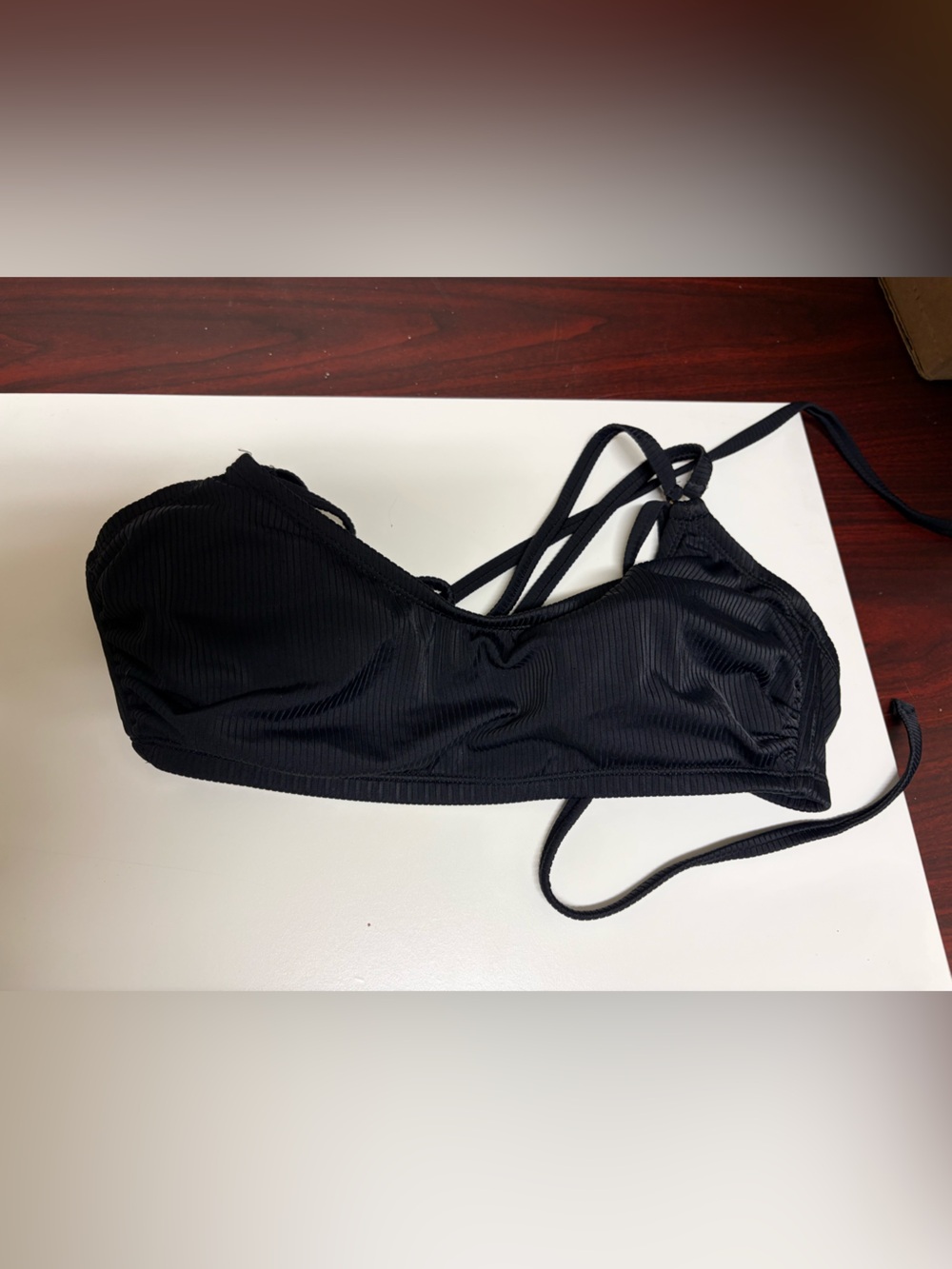 Black Ribbed Bikini Top